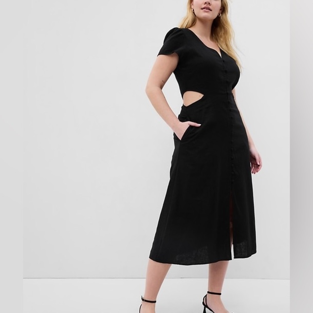 Gap linen-blend cut out midi